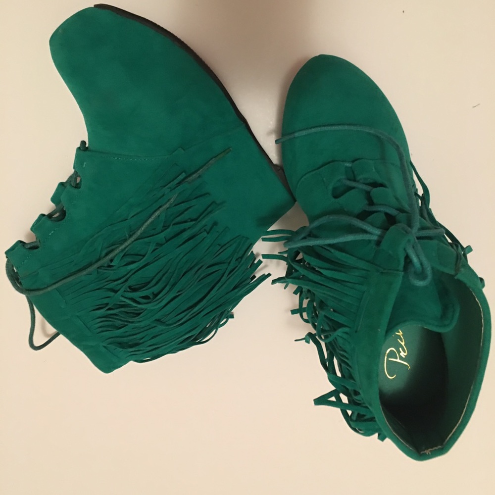Turquoise Suede Platform Booties - image 1